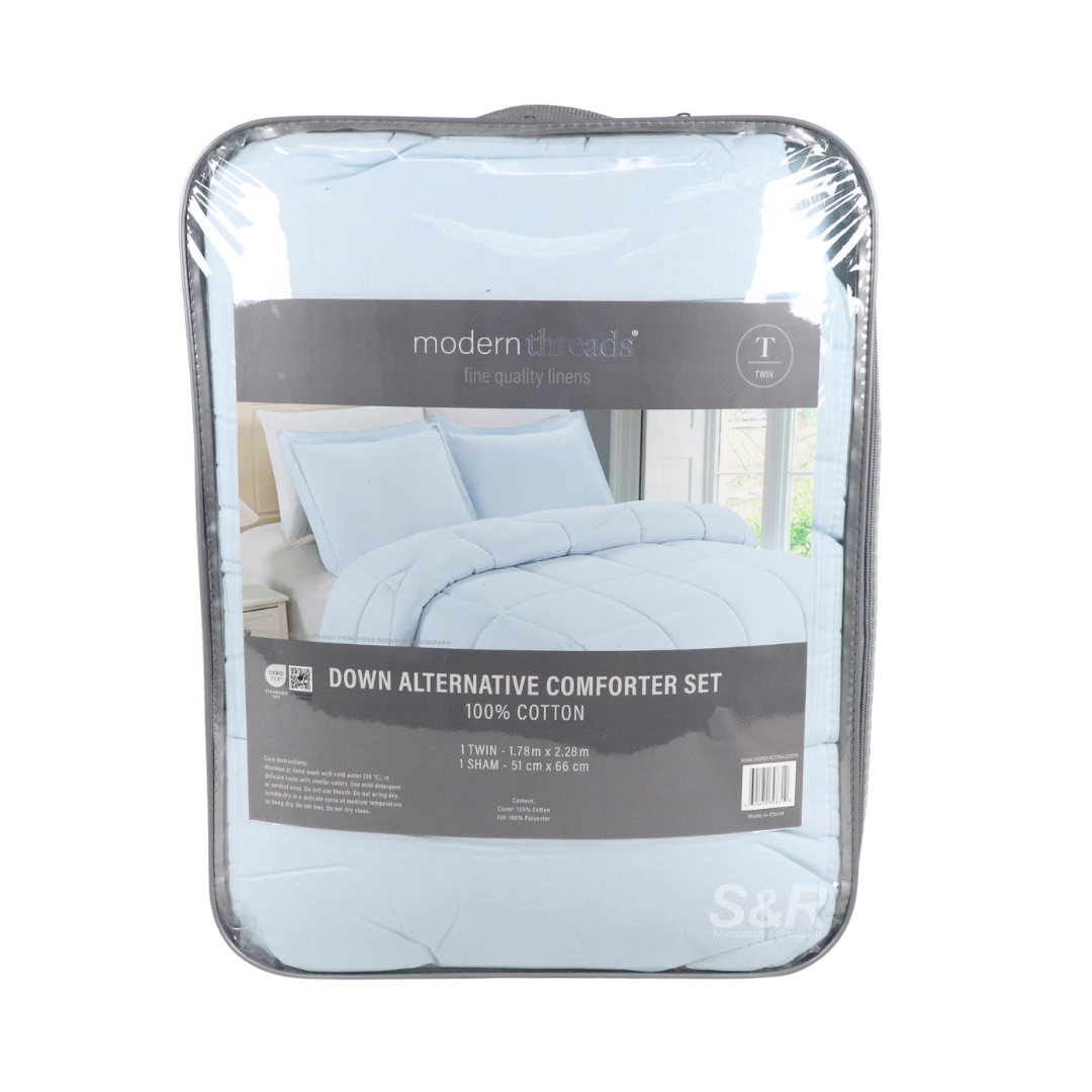 Modern Threads 100% Cotton 2-piece Blue Comforter Set Twin Size